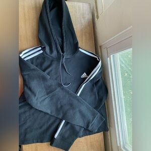 Adidas Womens cropped Black Hoodie